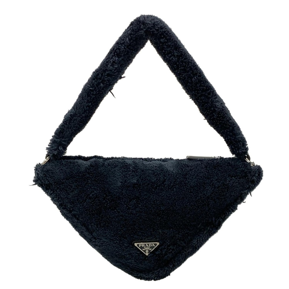 Prada Terry Triangle Handbag 1NE043 Black White Chemical Fiber - Picture 3 of 15